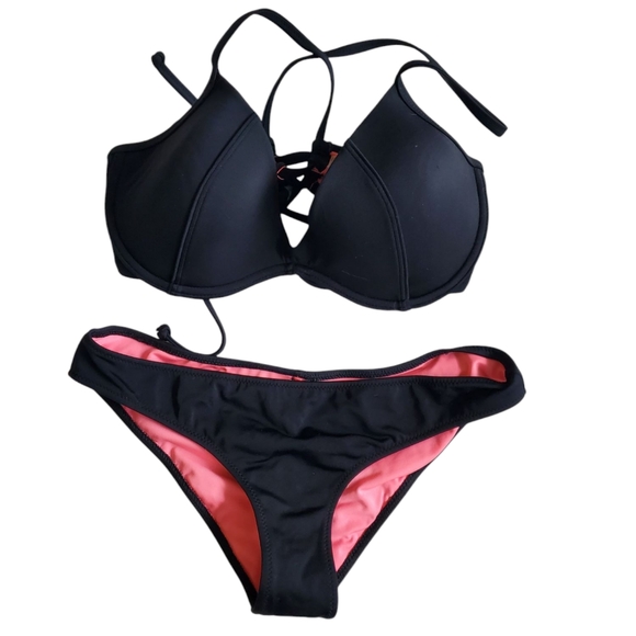 PINK Victoria's Secret Other - Victoria's Secret Black and Pink Women's Bikini Set
